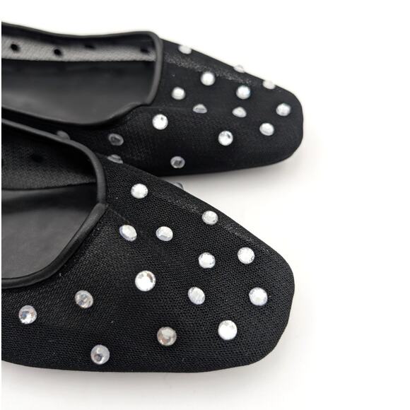 Open Edit Lennox Rhinestone Modern Mesh Flat Women's Black Size US7M EU38 - Picture 11 of 12